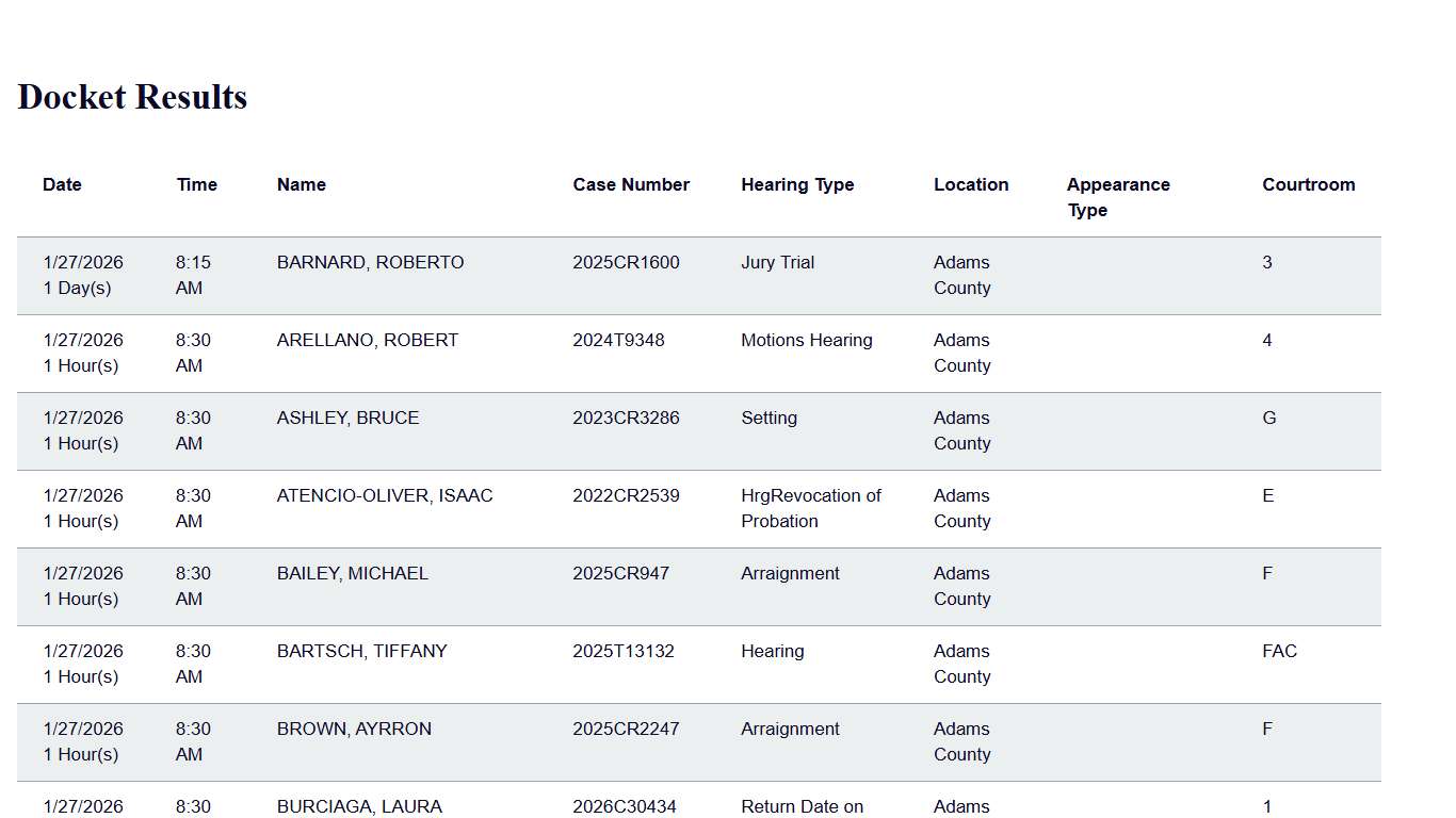 Docket Print Results Colorado Judicial Branch