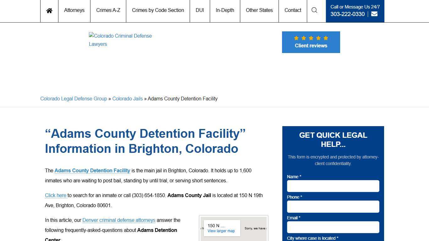 “Adams County Detention Facility” Information in Brighton, Colorado